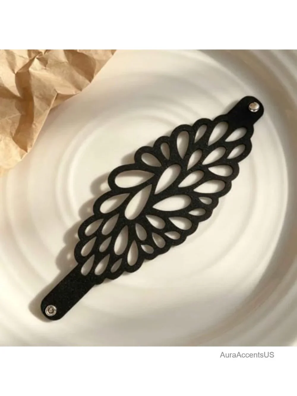 Women's Cutout Leather Cuff Bracelet Gothic Adjustable Wide Bangle Boho Hollow